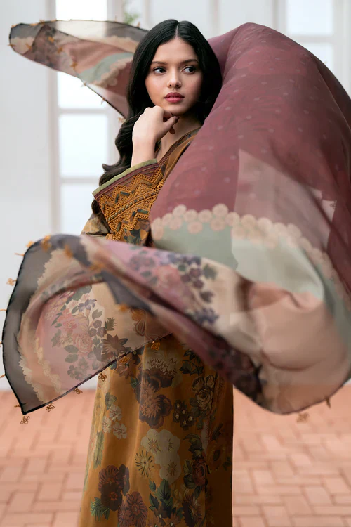 3PC KARANDI PRINTED SHIRT WITH KARANDI PRINTED DUAPTTA AND TROUSER-813 - Image 3