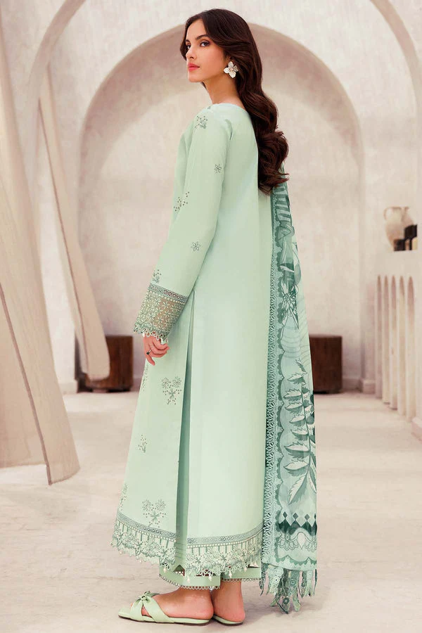 Dhanak-3PC Embroidered Shirt with Digital Printed Wool Shawl - 3279 - Image 3